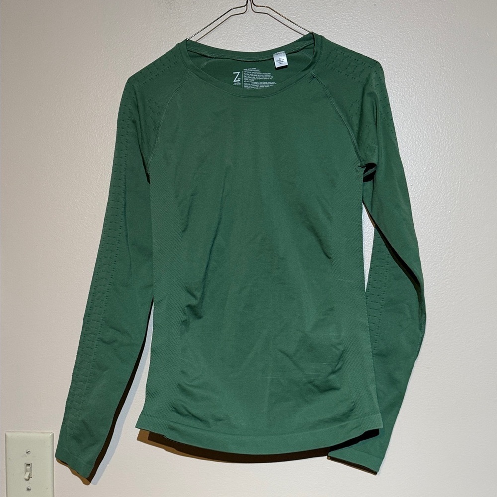 Zella Deep Green Seam-Detail Long Sleeve Top